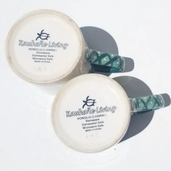 ❌️SOLD❌️ VTG Lot of 2 Fern Mug by Kauhale Living Hawaii Fern Stoneware Cups - Picture 4 of 4